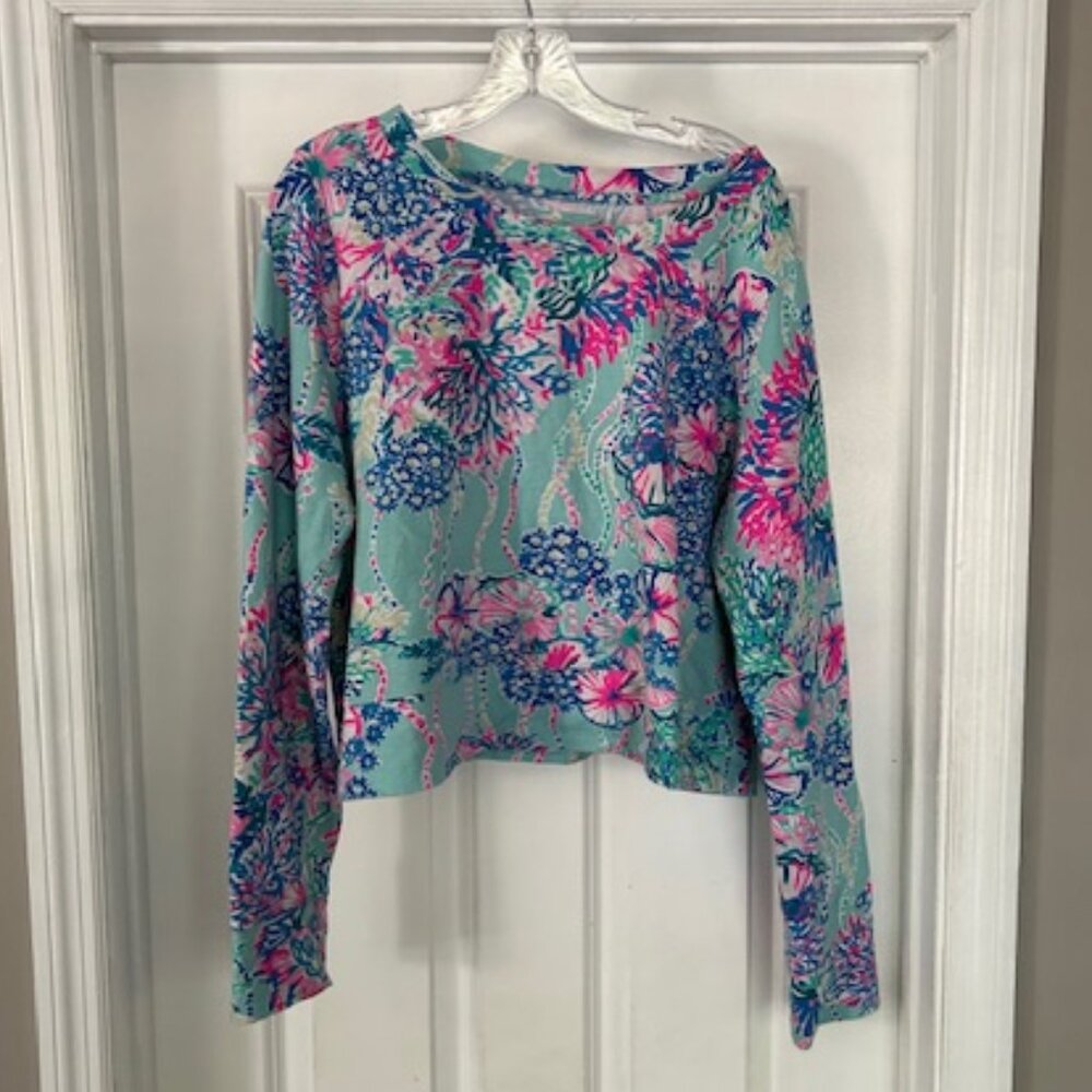 Lilly Pulitzer Alex Pullover Luxletic Top Beach You To It Size XL